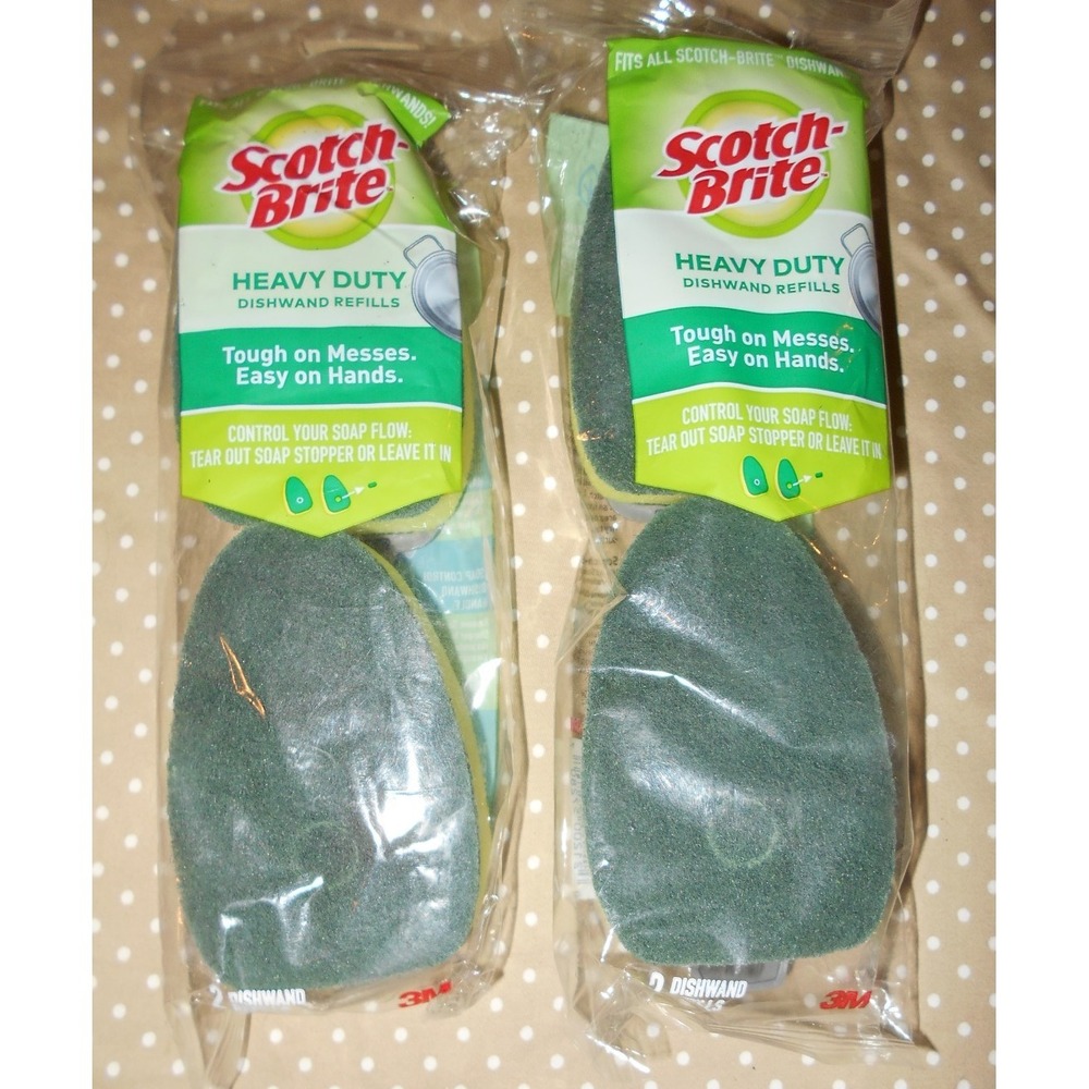Scotch Brite Heavy Duty Dishwand Refills 3M With Scrubbing 2 bags of 2 =4 Total